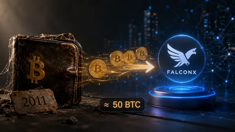 Stara bitcoin adresa i simbol bitkoina na tamnoj pozadini