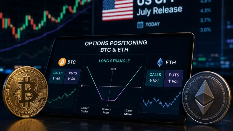 Grafik bitkoina i ethera sa prikazom volatilnosti i opcija