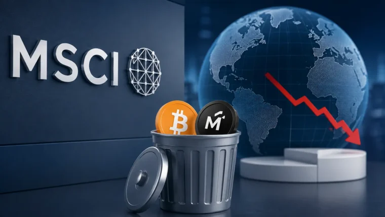 MSCI indeks i logoi kompanija Strategy i Metaplanet na finansijskoj grafici