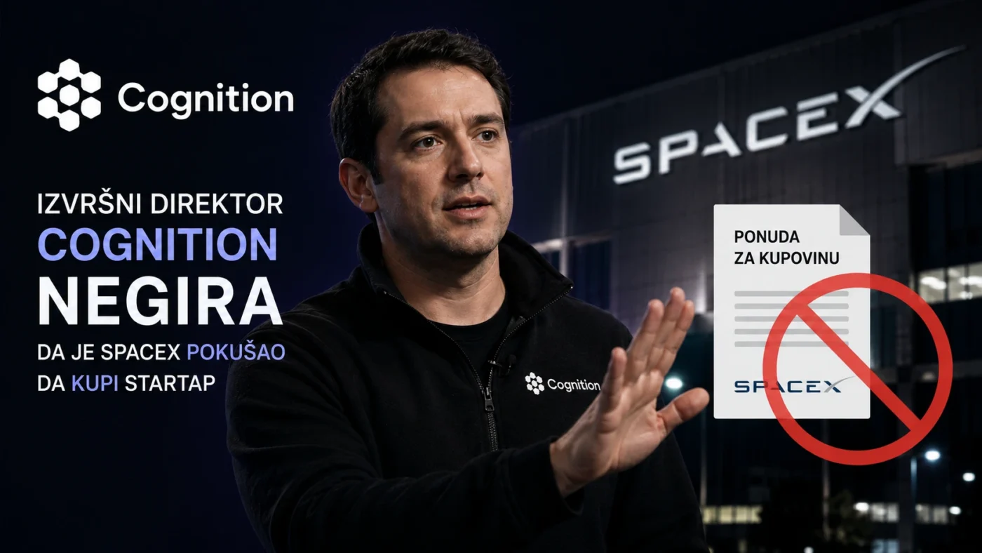 Logoi SpaceX i Cognition uz ilustraciju AI kodiranja
