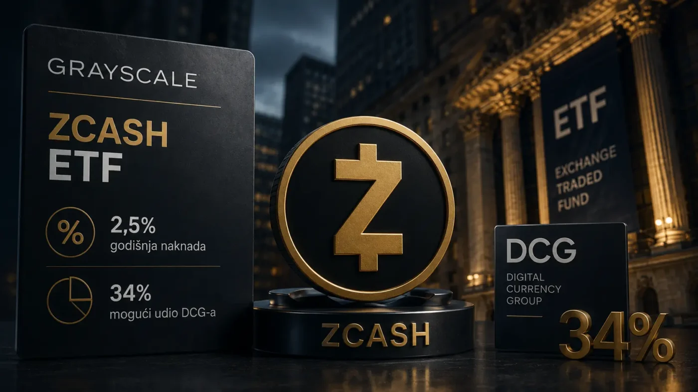 Grayscale Zcash ETF dokument registracije i simbol ZCSH koji prikazuju predloženu 2,5% naknadu i vlasničke procjene