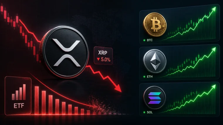 Grafikon cijene XRP tokena na tržištu kriptovaluta i ETF podaci