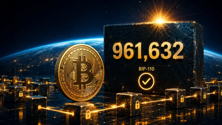 Bitcoin blok i rudarski hardver ilustracija