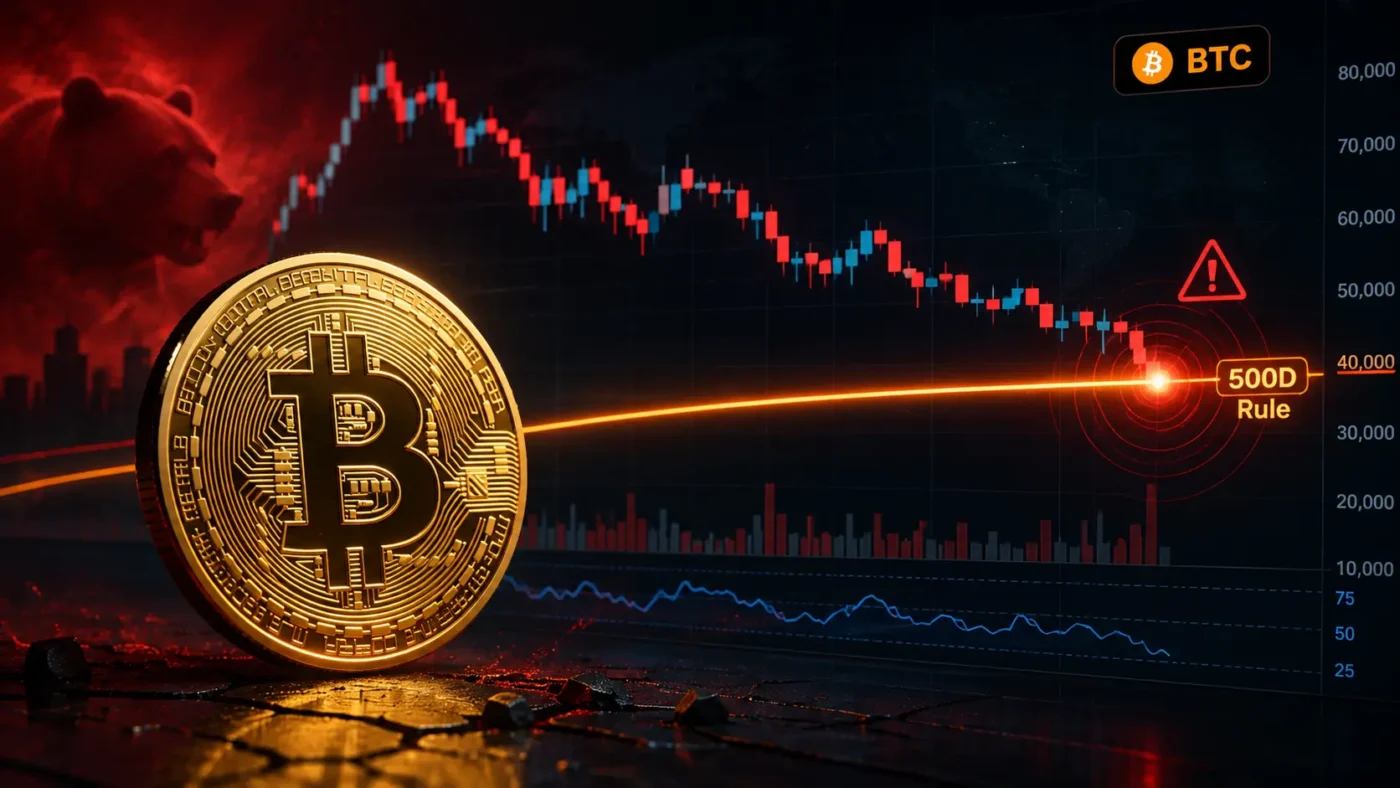 Grafikon koji ilustruje 500-day pravilo i bitcoin cikluse prema CoinDesk analizi