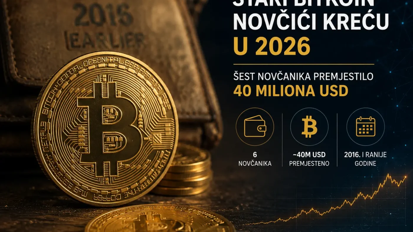 Grafik on-chain aktivnosti stari bitkoin novčići pokretanje 2026