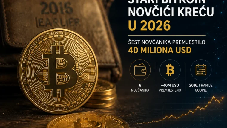 Grafik on-chain aktivnosti stari bitkoin novčići pokretanje 2026