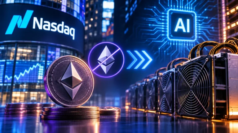 ASIC čip i simbol Ethereum tokena uz Intchains poslovni kontekst