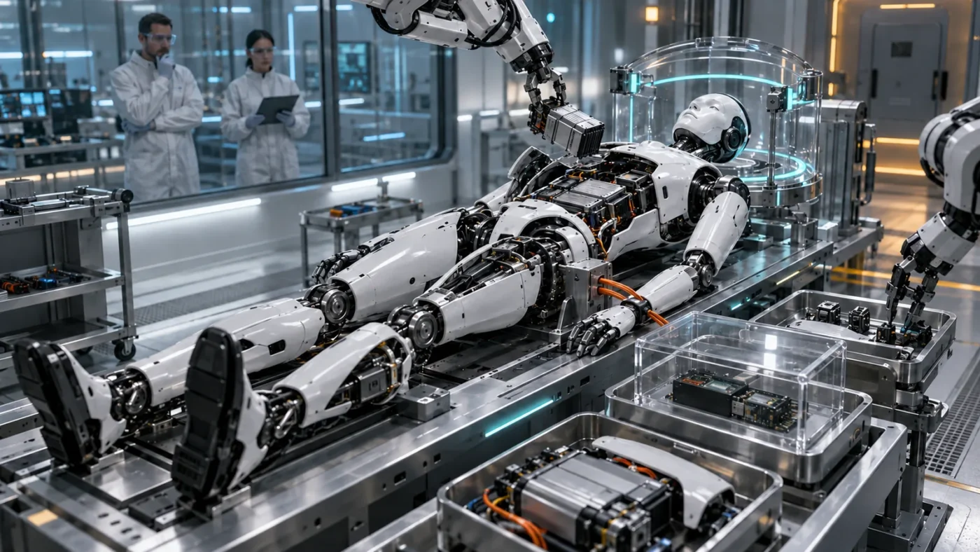 dekomisija humanoidnog robota i proces reciklaže uključujući vađenje magneta i sigurnu obradu baterija