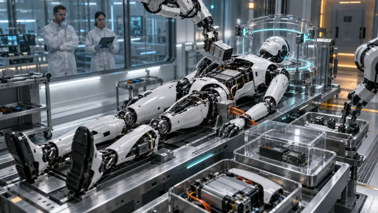 dekomisija humanoidnog robota i proces reciklaže uključujući vađenje magneta i sigurnu obradu baterija